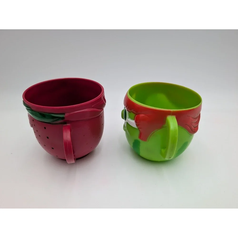 Pillsbury Funny Face Mugs Red Green Strawberry Watermelon Vintage 1969 1974